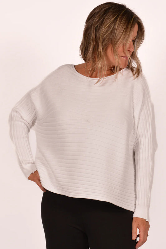 Waves Ribbed Sweater - White