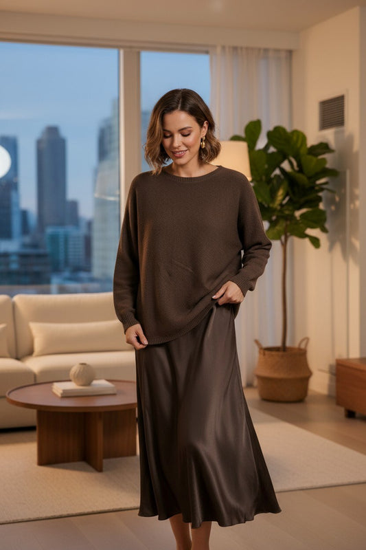 Brown Satin Skirt