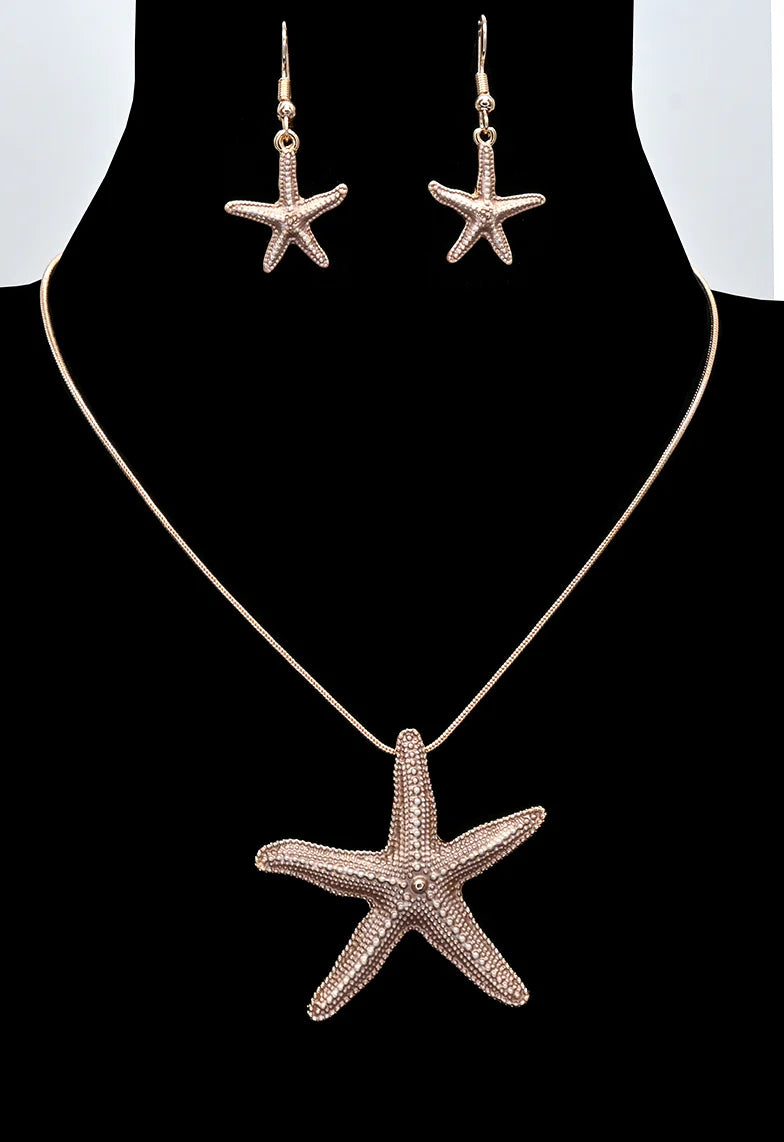 Gold Starfish Necklace and Earring Set ll