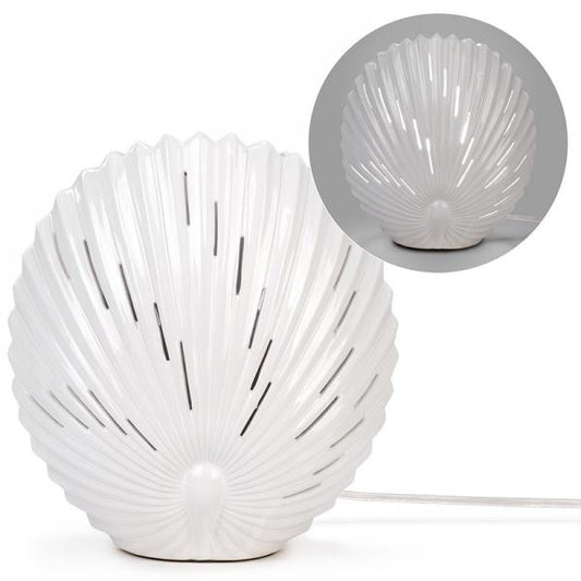 White Ridged Ceramic Table Lamp
