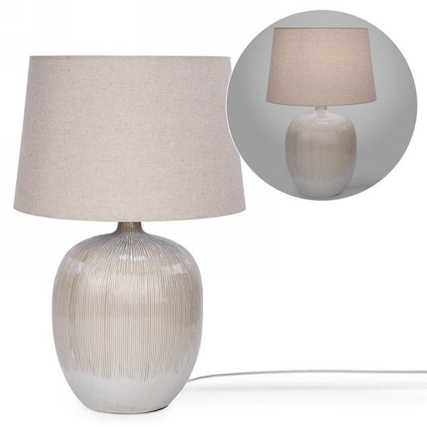 Beige Striped Lamp - Joshua & Company