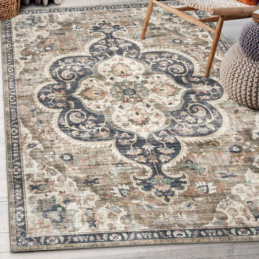 Joy Boho Realife Washable Rugs - Brown, Beige, Ivory