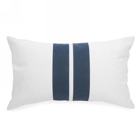 White with Blue Rectangular Cushion