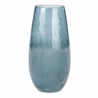 Aqua Crackled Glass and Frosted Glass Vase