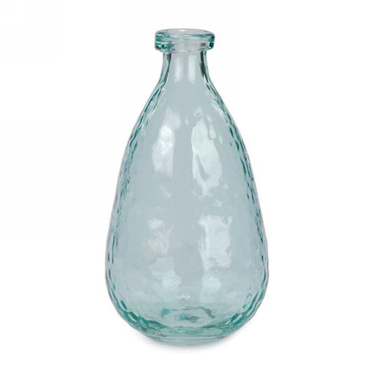 Aqua Glass Textured Vase 8"