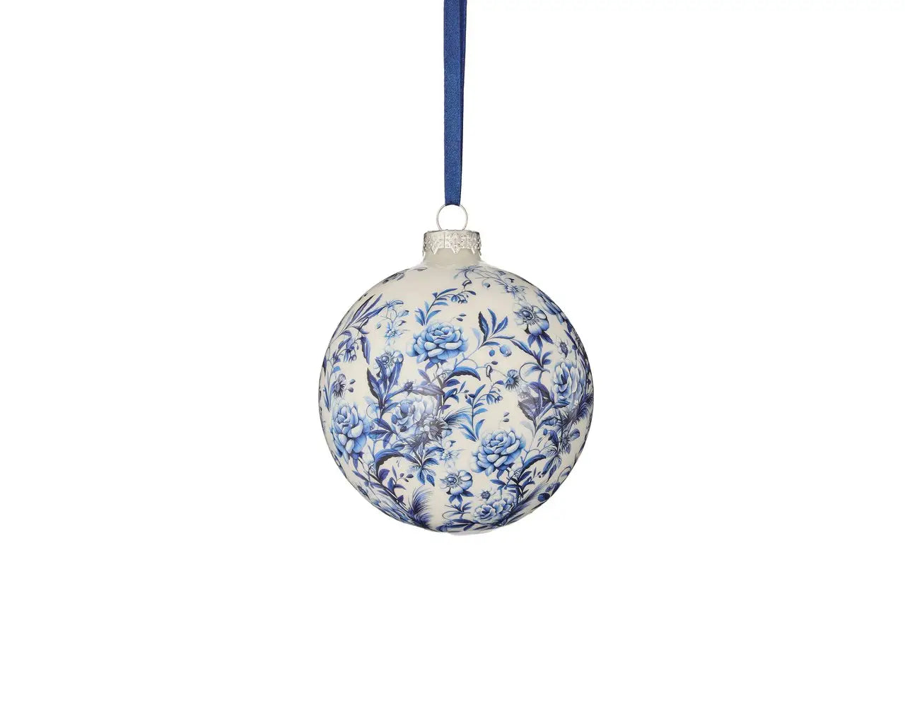 Blue and White Glass Toile Ornament