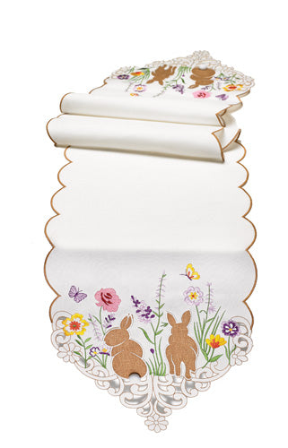 Bunny & Blooms Cutwork Table Runner