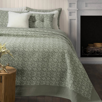 Maggie Green Flowered Quilt and Sham set- Brunelli