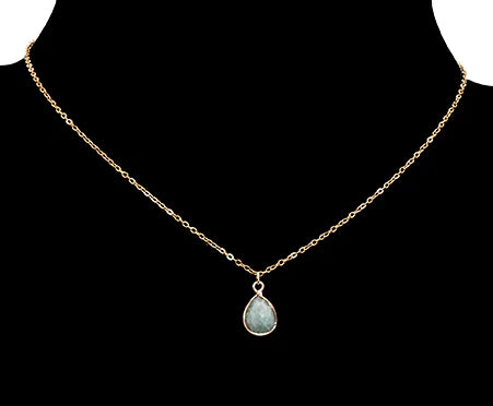 Amazonite Drop Necklace - Gold