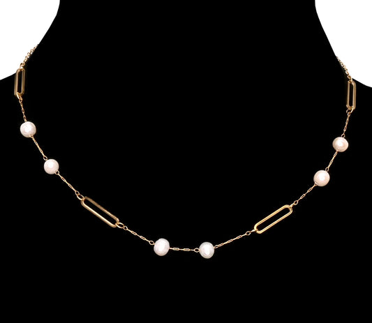 Fresh Water Pearl Necklace-Gold