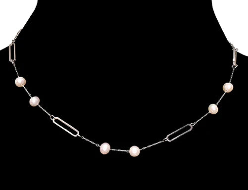 Fresh Water Pearl Necklace-Silver