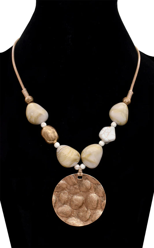 Natural Stone Alloy Wax Necklace