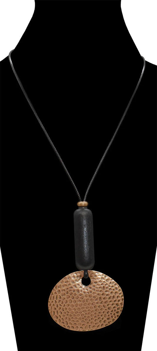 Wood and Metal Hammered Necklace