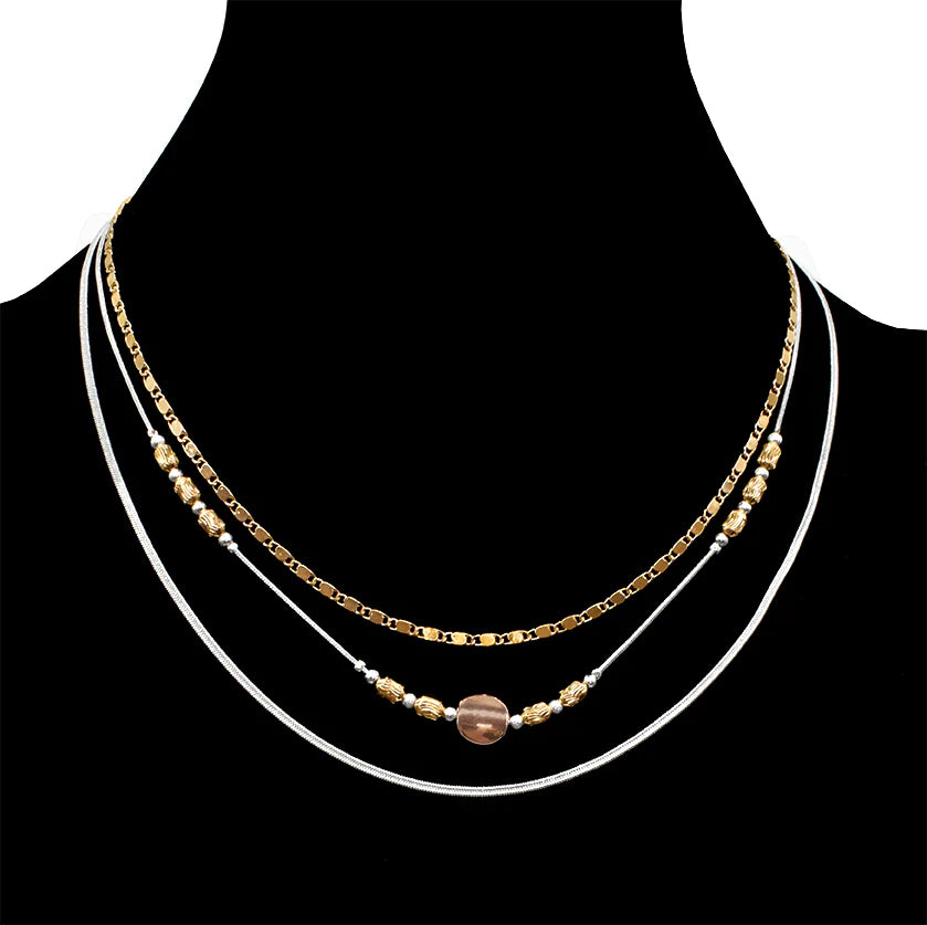 Beaded 3-Strand Chain Necklace