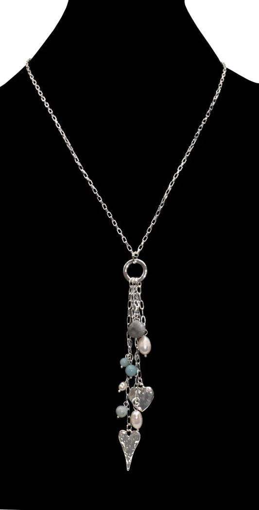 Heart Beaded Tassel Necklace