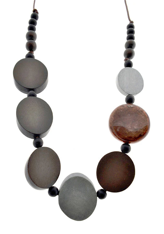 Blue and Brown Beaded Necklace