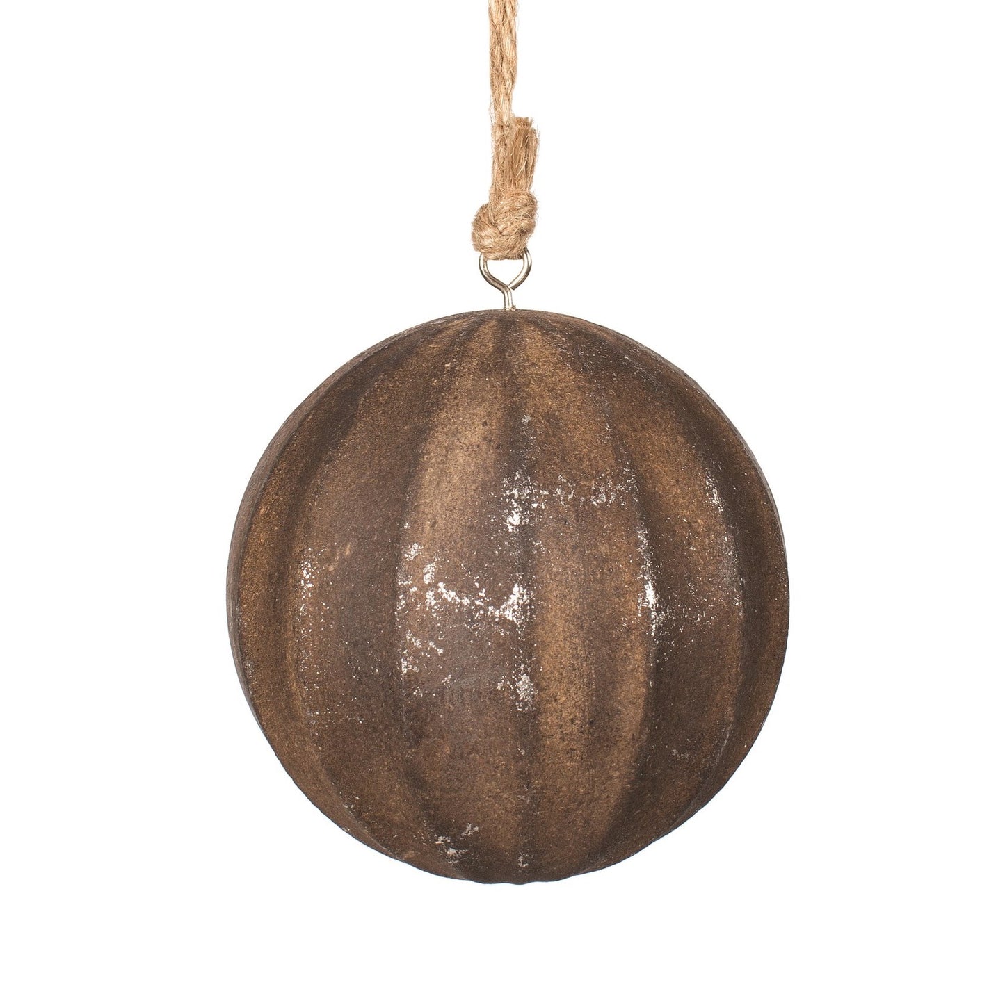 Wood Ball Ornament with Silver Foil 4"