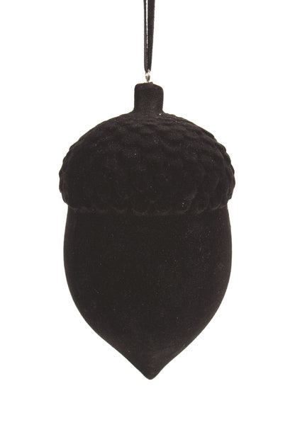 Black Felted Wood Acorn Ornament (2 Sizes)