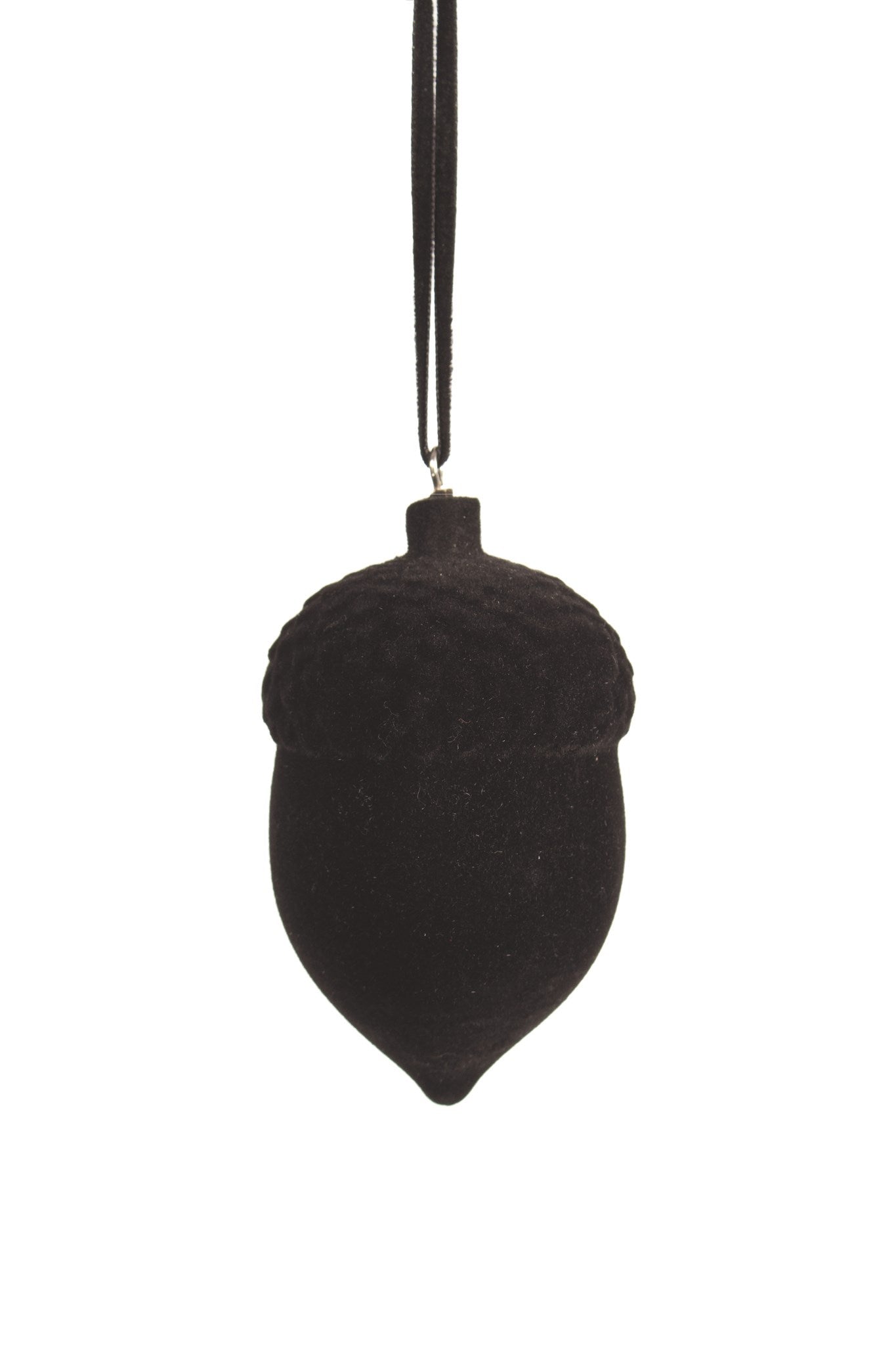 Black Felted Wood Acorn Ornament (2 Sizes)