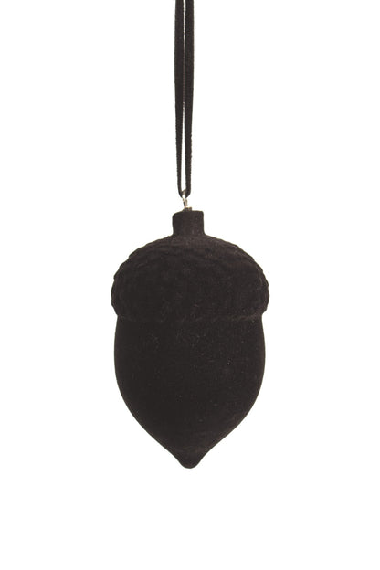 Black Felted Wood Acorn Ornament (2 Sizes)