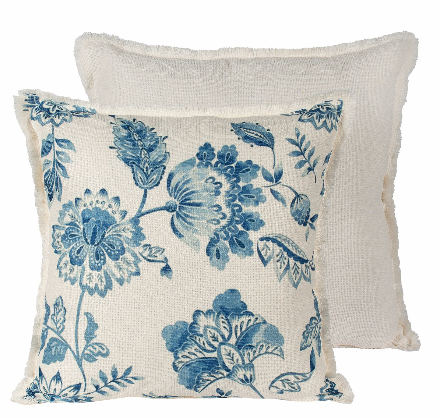 Blue Embroidered Floral Cushion