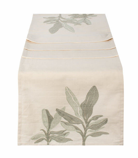 Green Leaves Table Runner 16x71"
