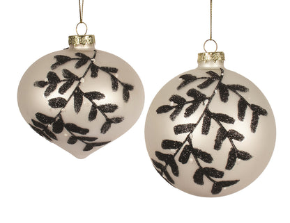 White and Black Leaf Ornament- Assorted Styles