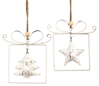 White Wire Gift Box Ornament (2 Styles)