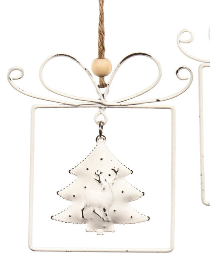 White Wire Gift Box Ornament (2 Styles)