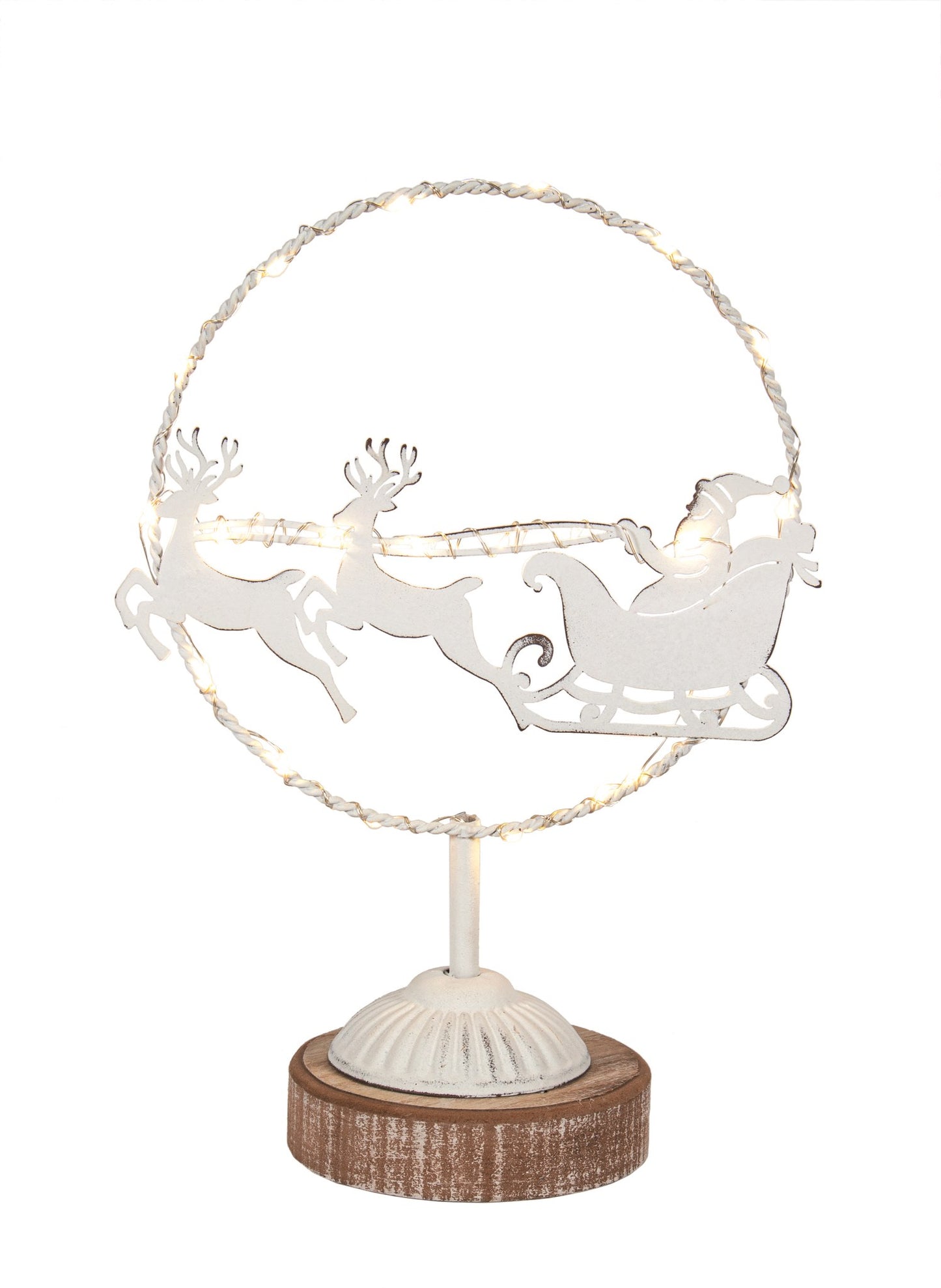 Wire Ring Santa Sleigh Table Decor LED