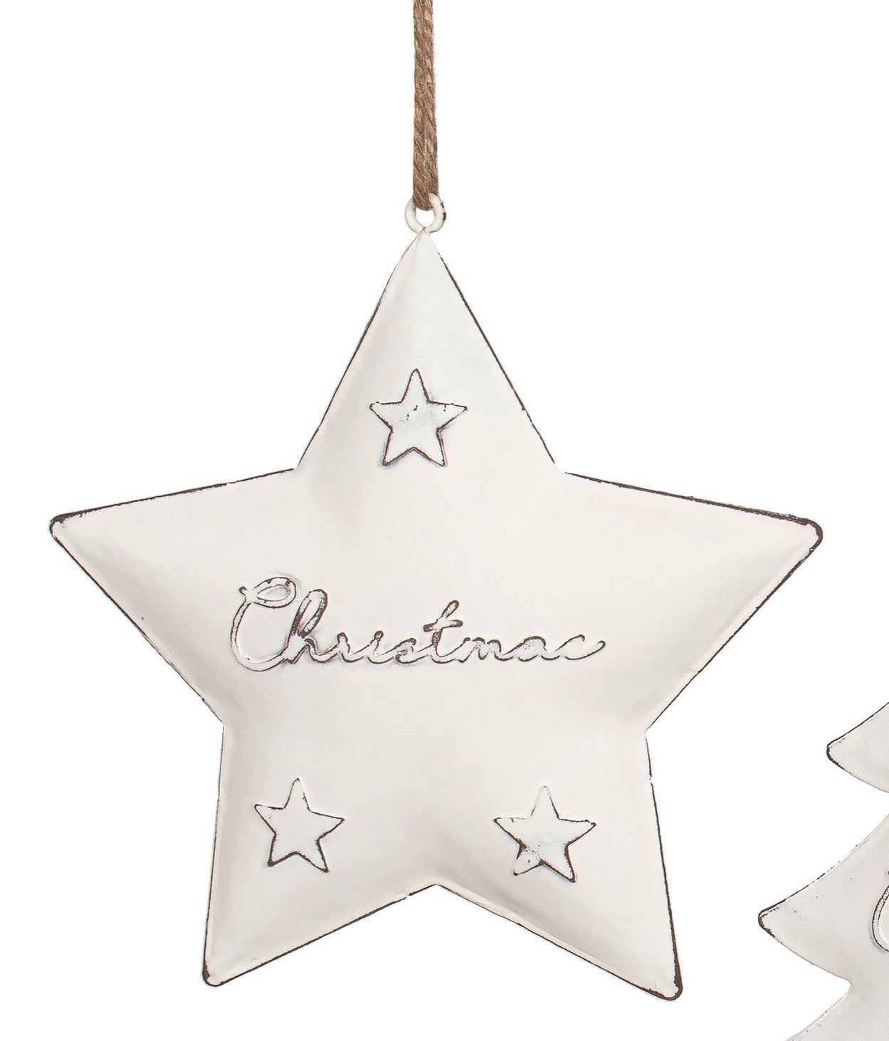 White Metal Ornament with Embossed Stars (2 Styles)