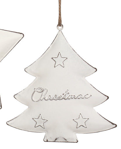 White Metal Ornament with Embossed Stars (2 Styles)