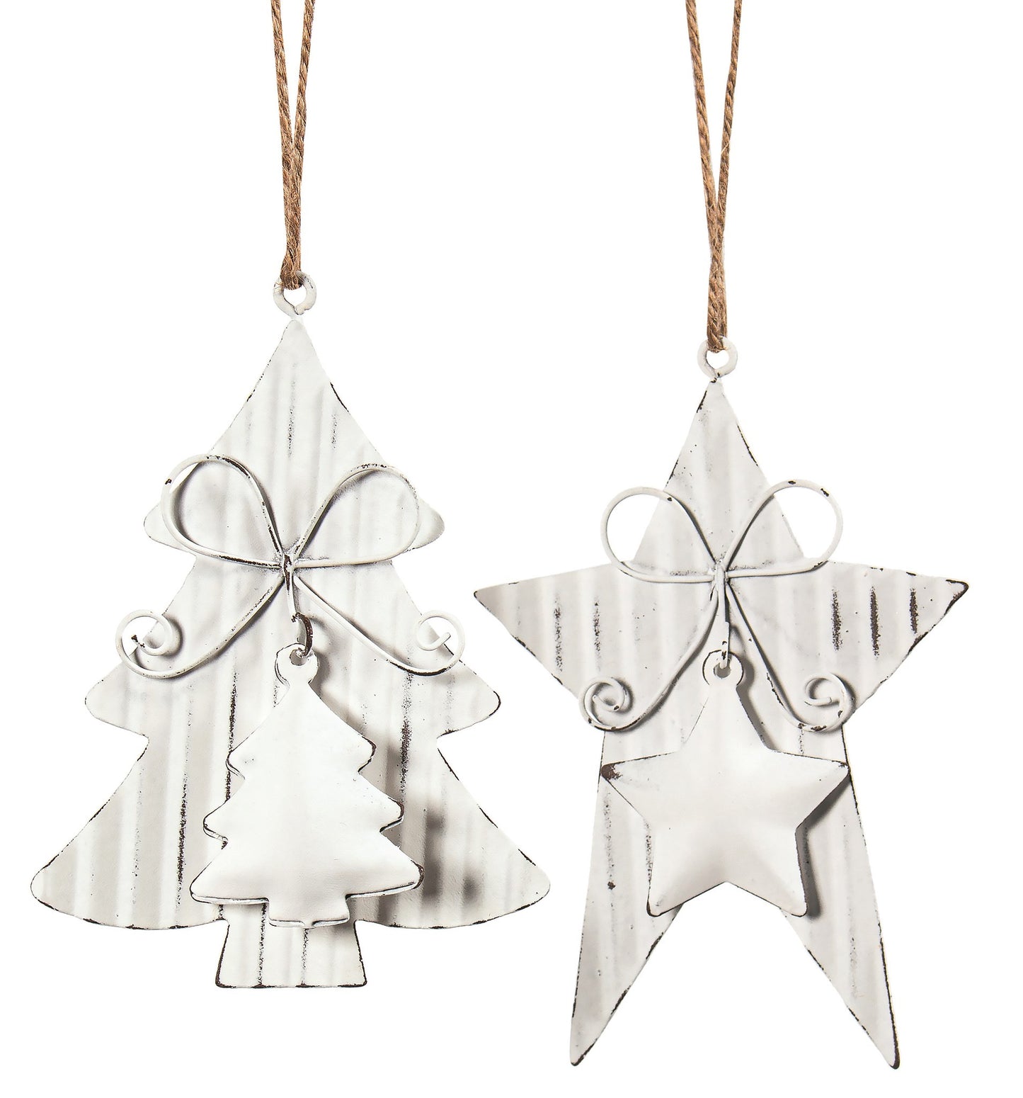 White Metal 2-Layer Corrugated Ornament (2 Styles)