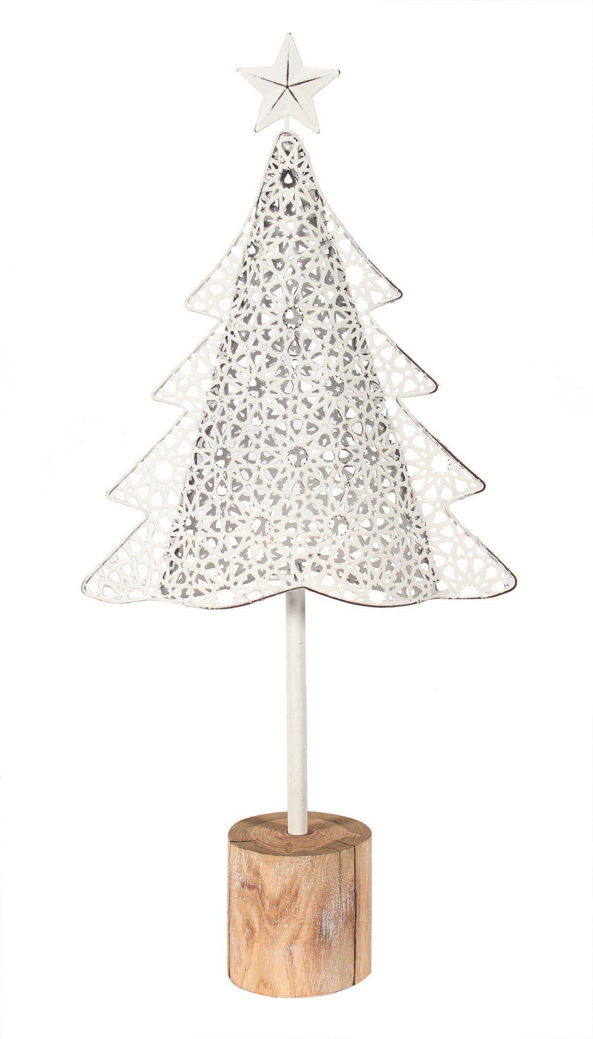 White Punched Metal Tree on Stand (2 Sizes)