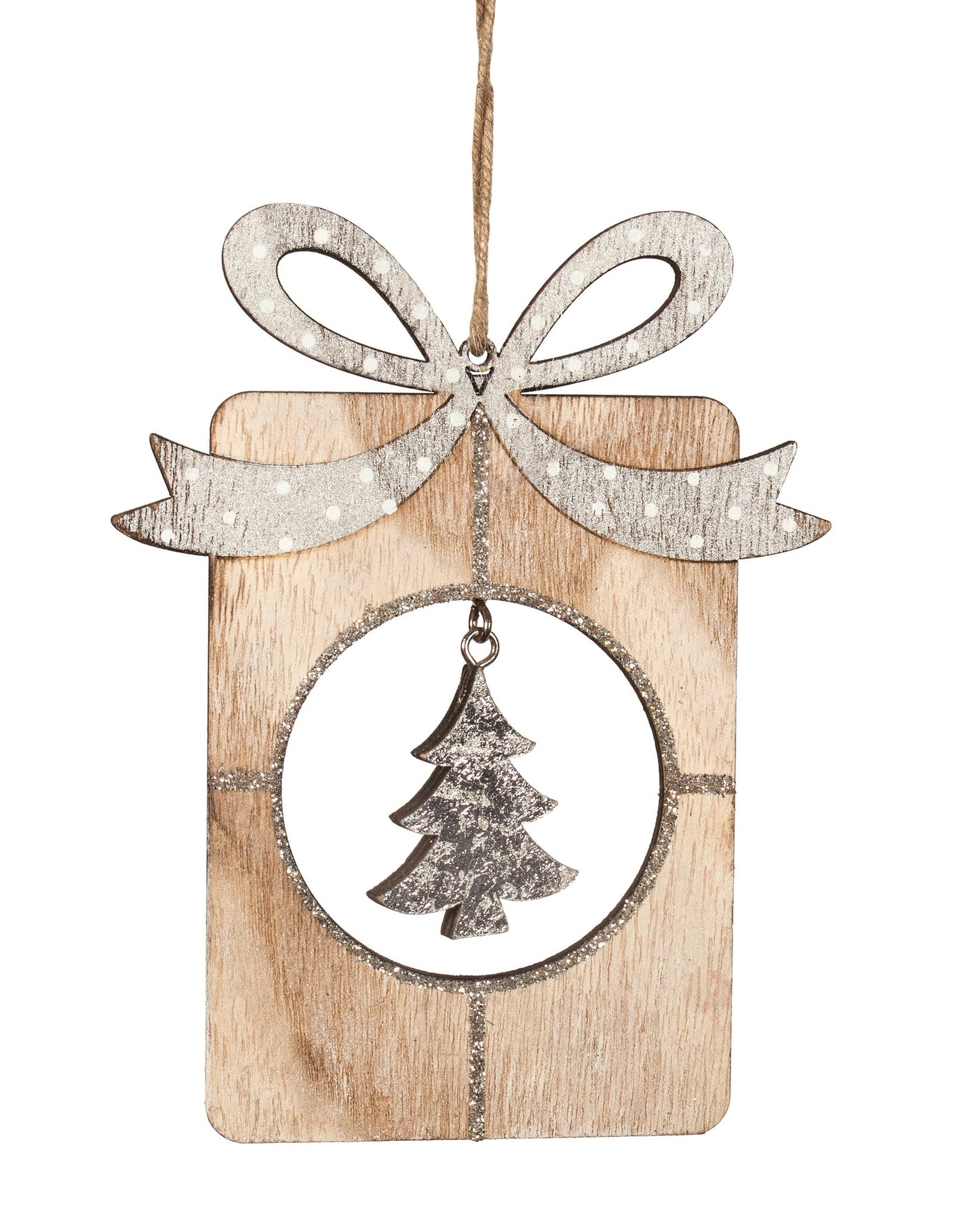 Wood and Silver Gift Ornament