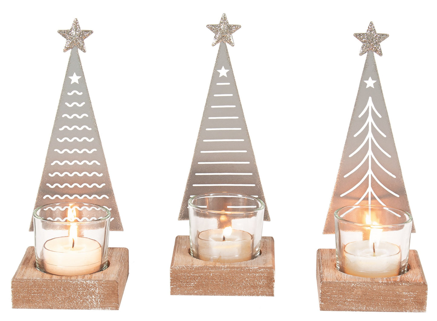 Punched Metal Silver Tree Tea-Light Holder (Assorted Styles)