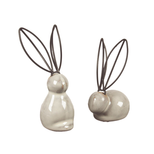 White Small Bunny with Black Wire Ears - Assorted Styles