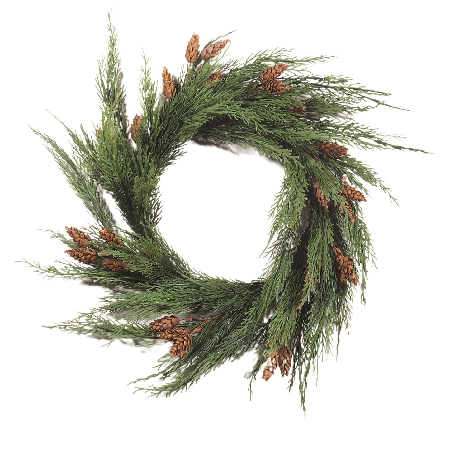 Faux Cedar with Pinecones Wreath 10"