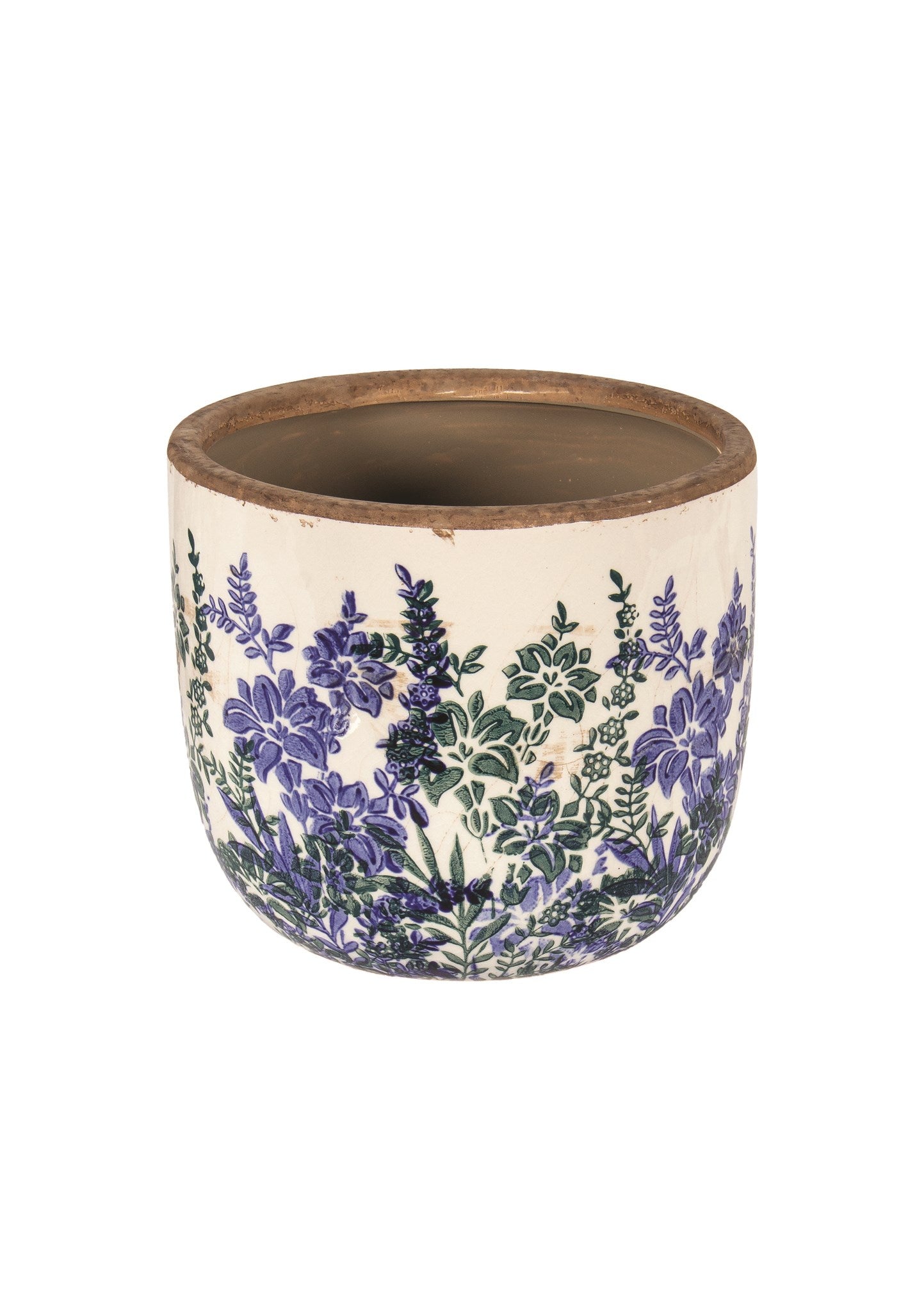 Blue Floral Crackle Pot 5" - Joshua & Company