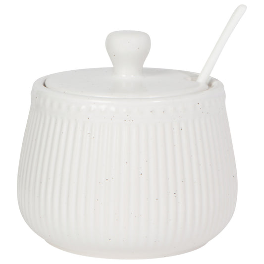 Ribbed White Sugar Pot