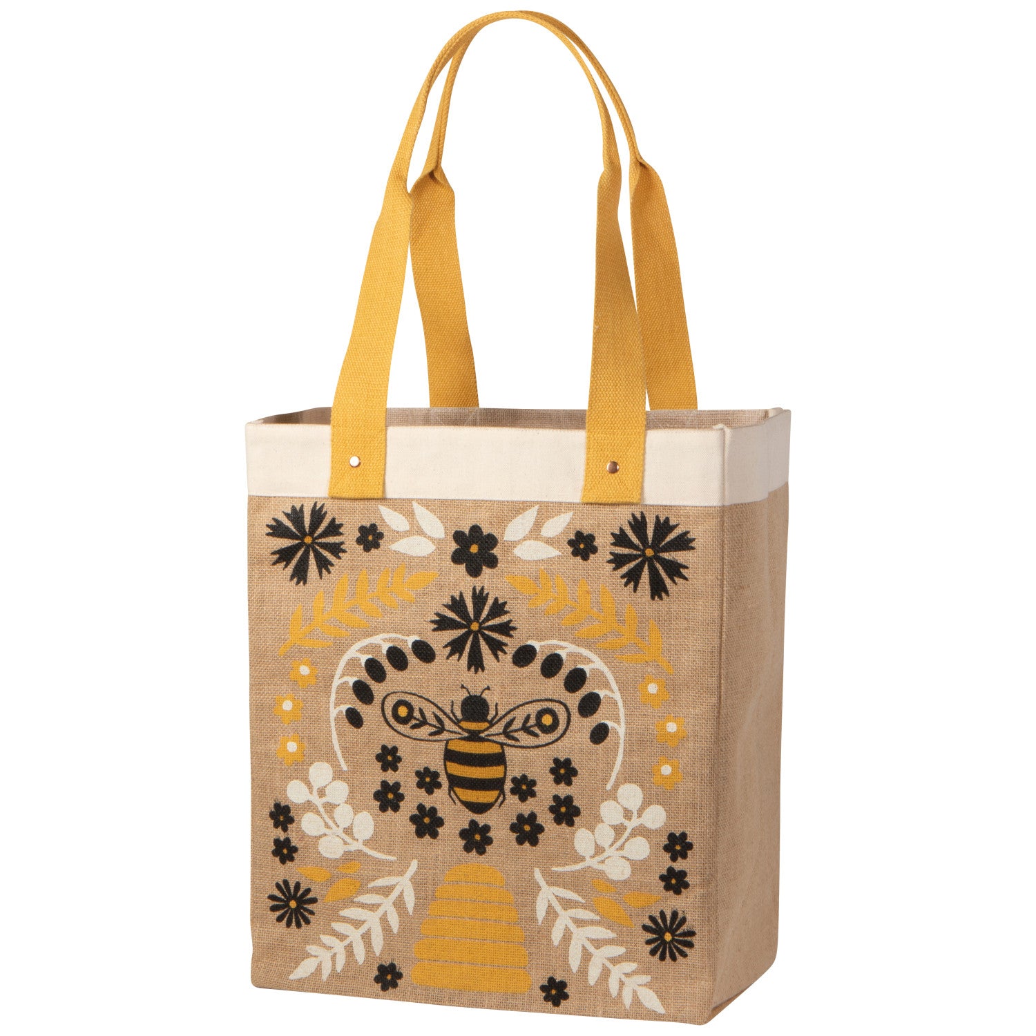 Bee Garden Large Burlap Shopping Bag - Joshua & Company
