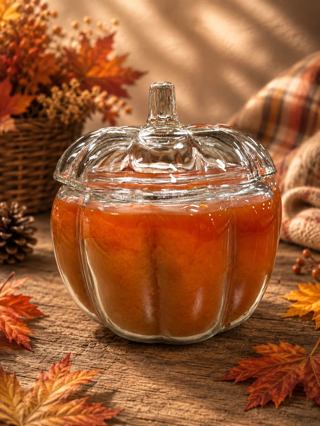 Three Wick Pumpkin Jar Candle - Pumpkin Caramel Apple