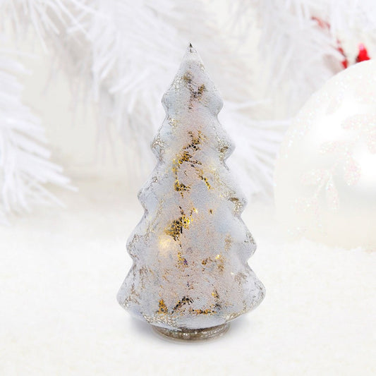 Snowy Frosted Glass LED Tree