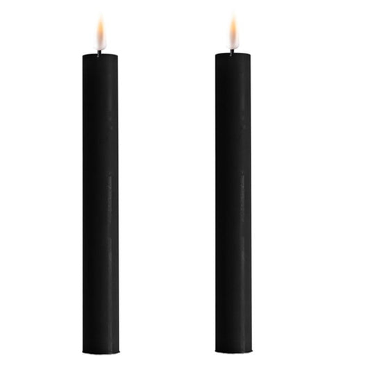 Black Wetlook LED Dinner Candle 9.6" (Set of 2)