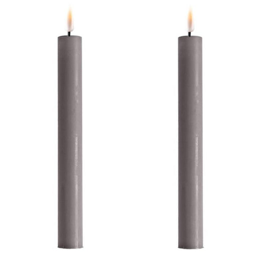 Grey Wetlook LED Dinner Candle 9.6" (Set of 2)