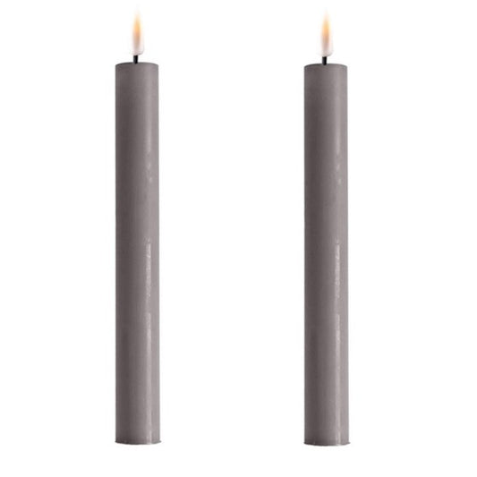 Grey Wetlook LED Dinner Candle 6" (Set of 2)