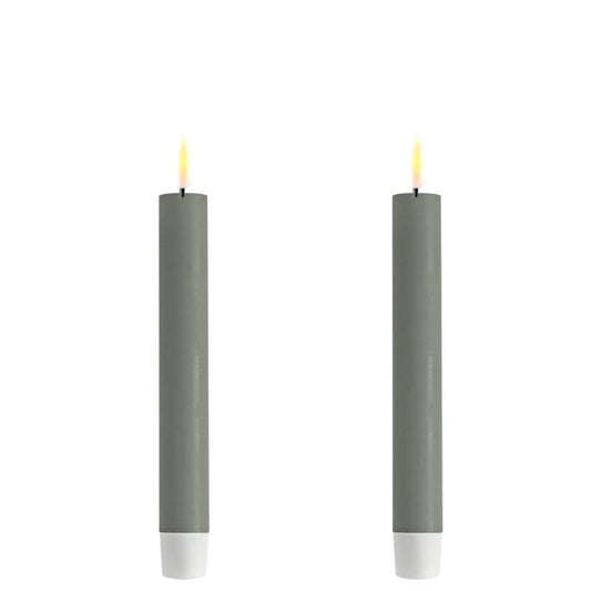 Salvie Green Wetlook LED Dinner Candle 6" (Set of 2)