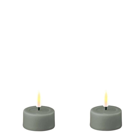 Salvie Green Wetlook LED Tealight Candle (set of 2)