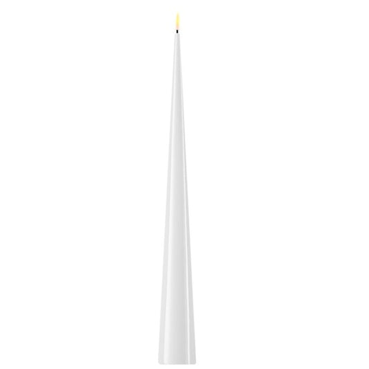 Glossy White Wetlook Cone Shaped LED Candle 15"