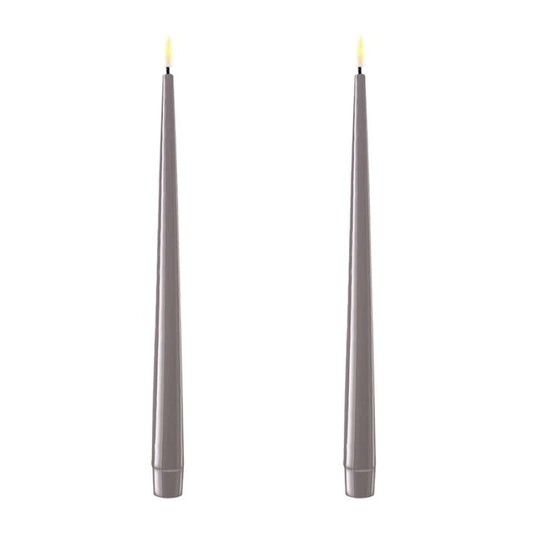 Glossy Grey Wetlook LED Tapers 11" (Set of 2)